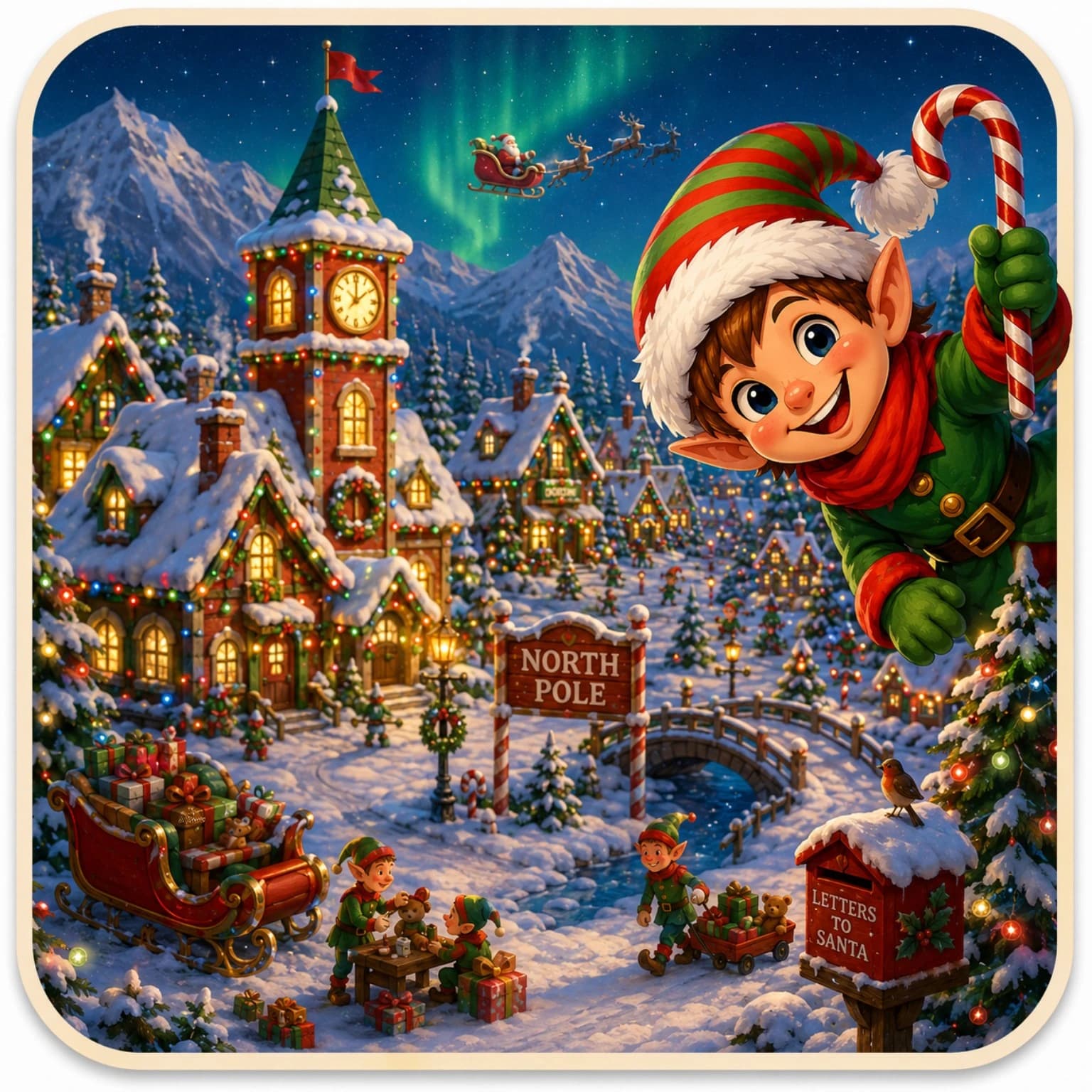 Elf Village Digital Christmas List theme preview